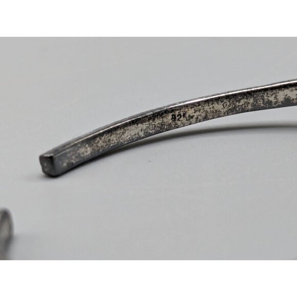 Green Stone Bangle Bracelet Sterling Silver 925 Filigree 21.72g 2.25" - Picture 7 of 11